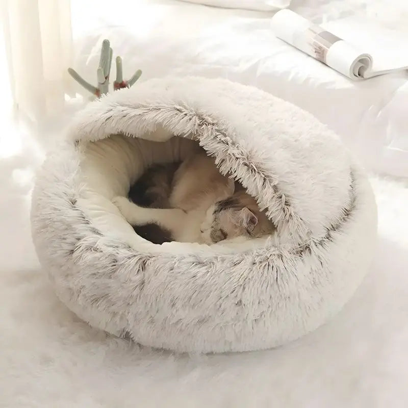 CozyCave-  Plush Hooded Pet Bed