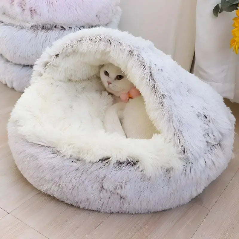 CozyCave-  Plush Hooded Pet Bed