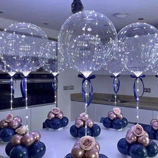 Elegant Light Up Bobo Balloon Centerpiece / Romantic LED Wedding Table Decor with Rose Balloon Base