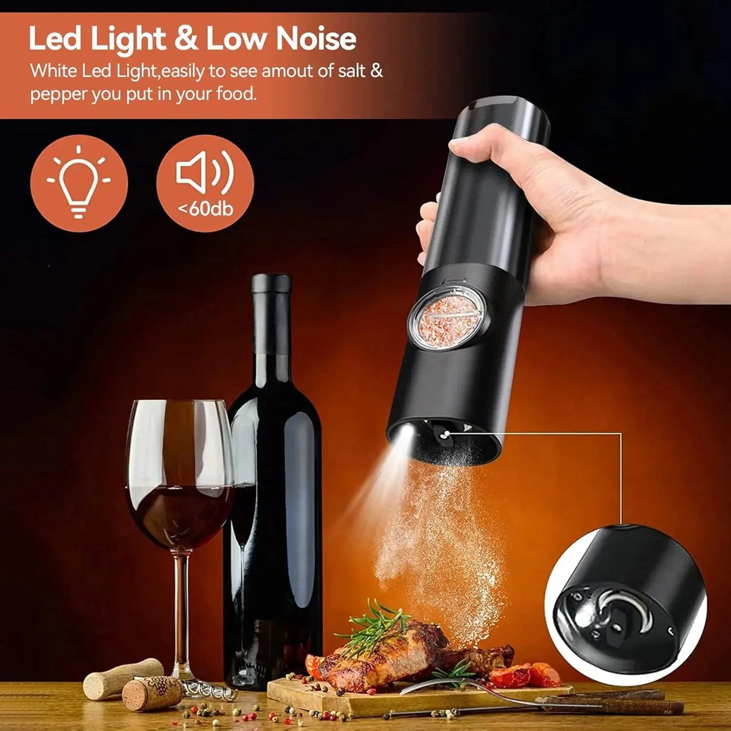 Electric Spice Grinder Set with USB-C Charging Station