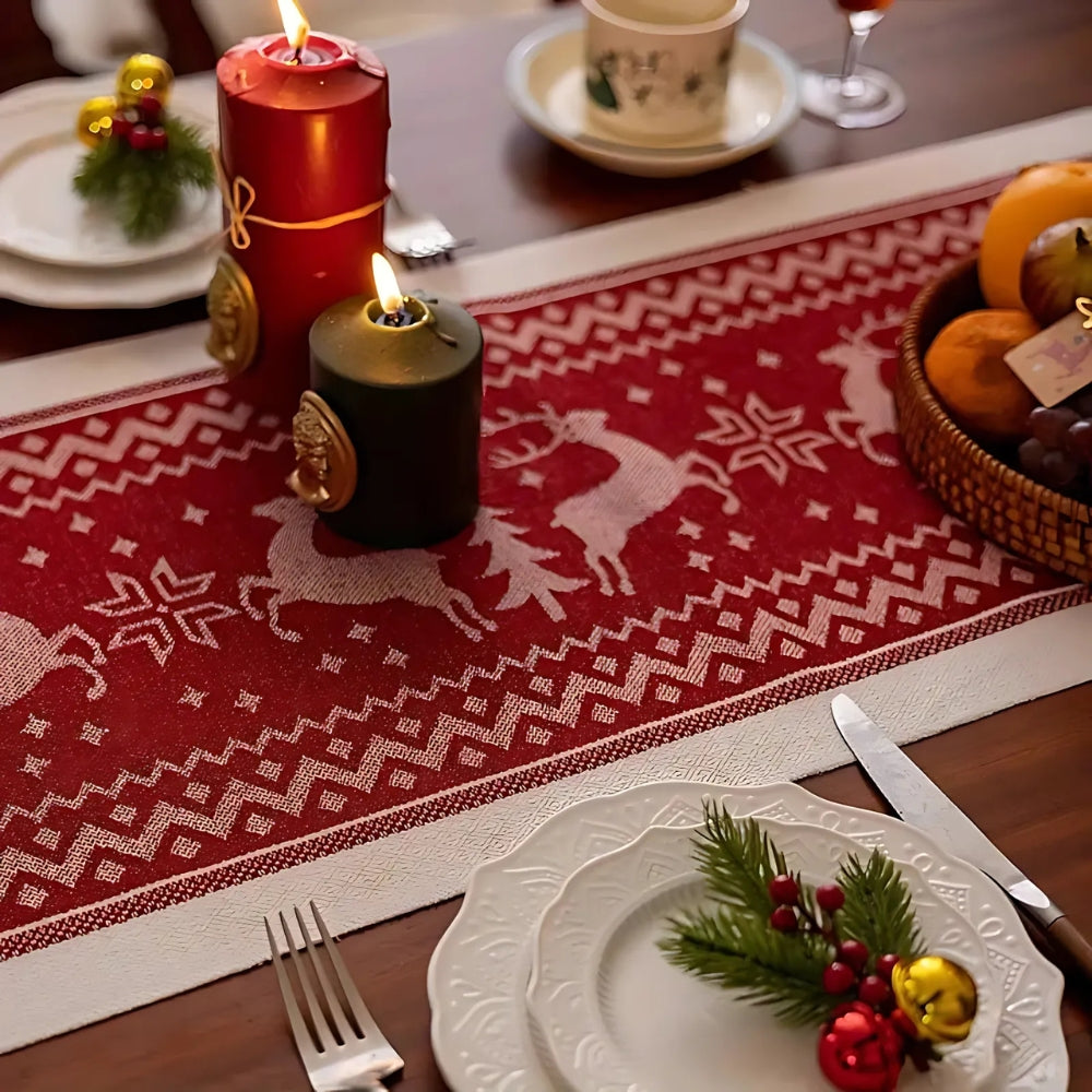 Festive Christmas Elk Table Runner