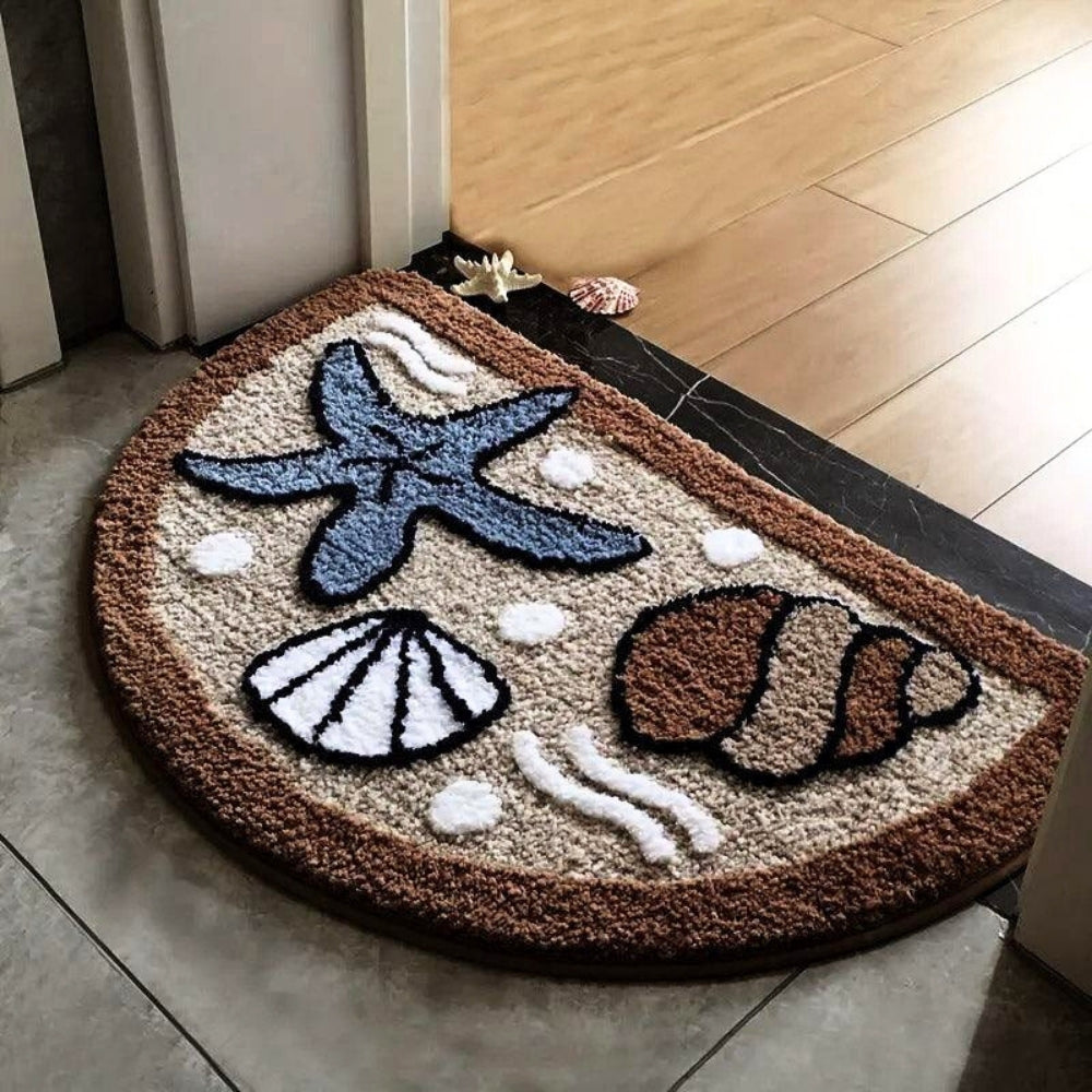 Fluffy Semicircle Non-Slip Bath Mat