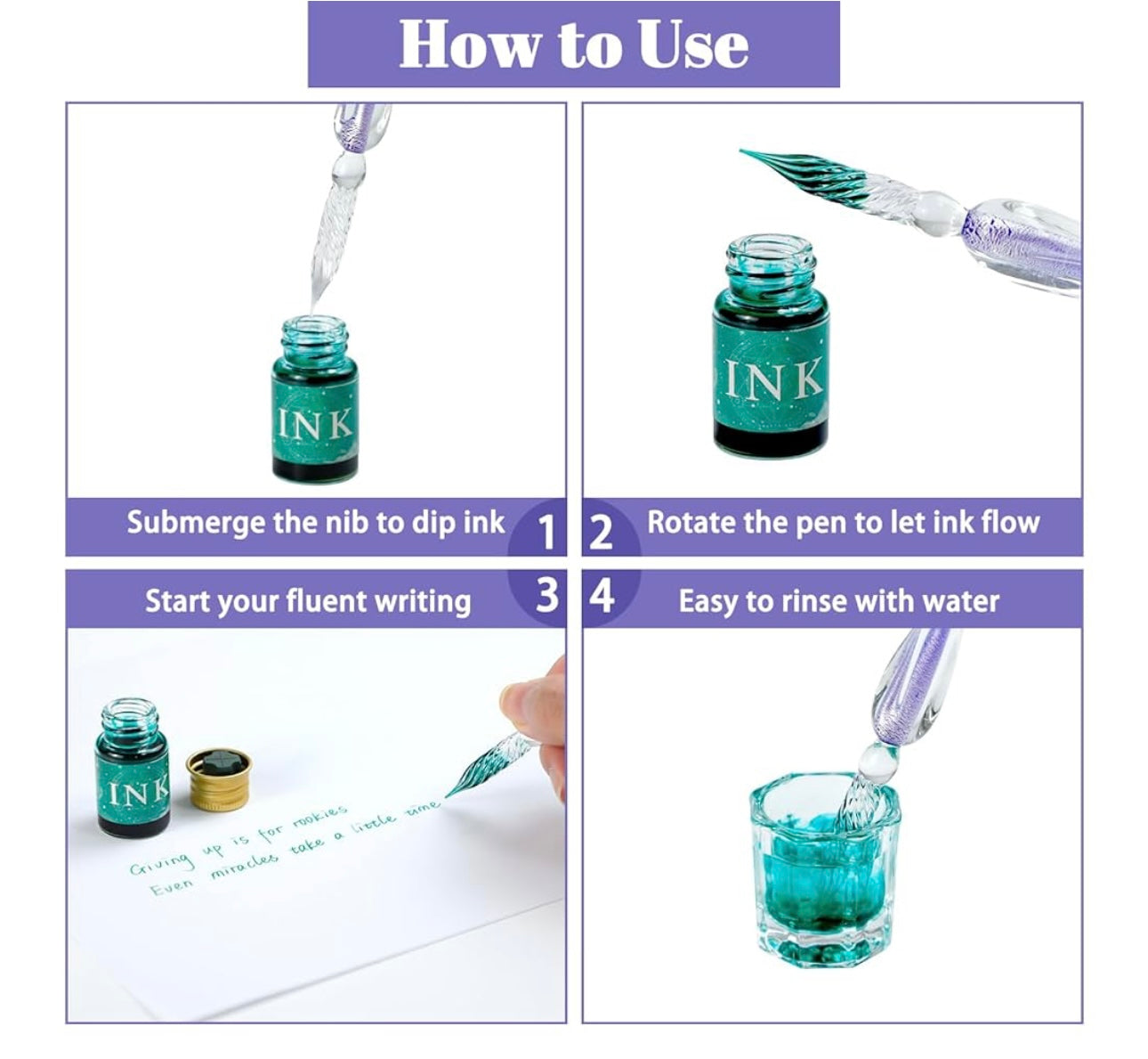Crystaldip Magic Pen Glass Dip Pen Set for Calligraphy and Art