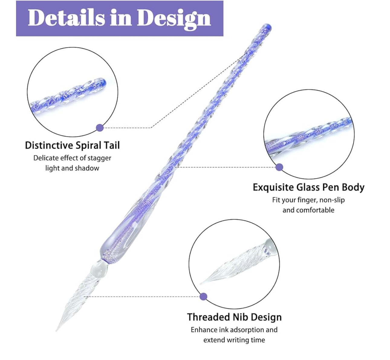 Crystaldip Magic Pen Glass Dip Pen Set for Calligraphy and Art