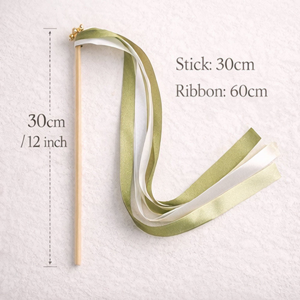Colorful Rainbow Wedding Ribbon Wands with Gold Bells