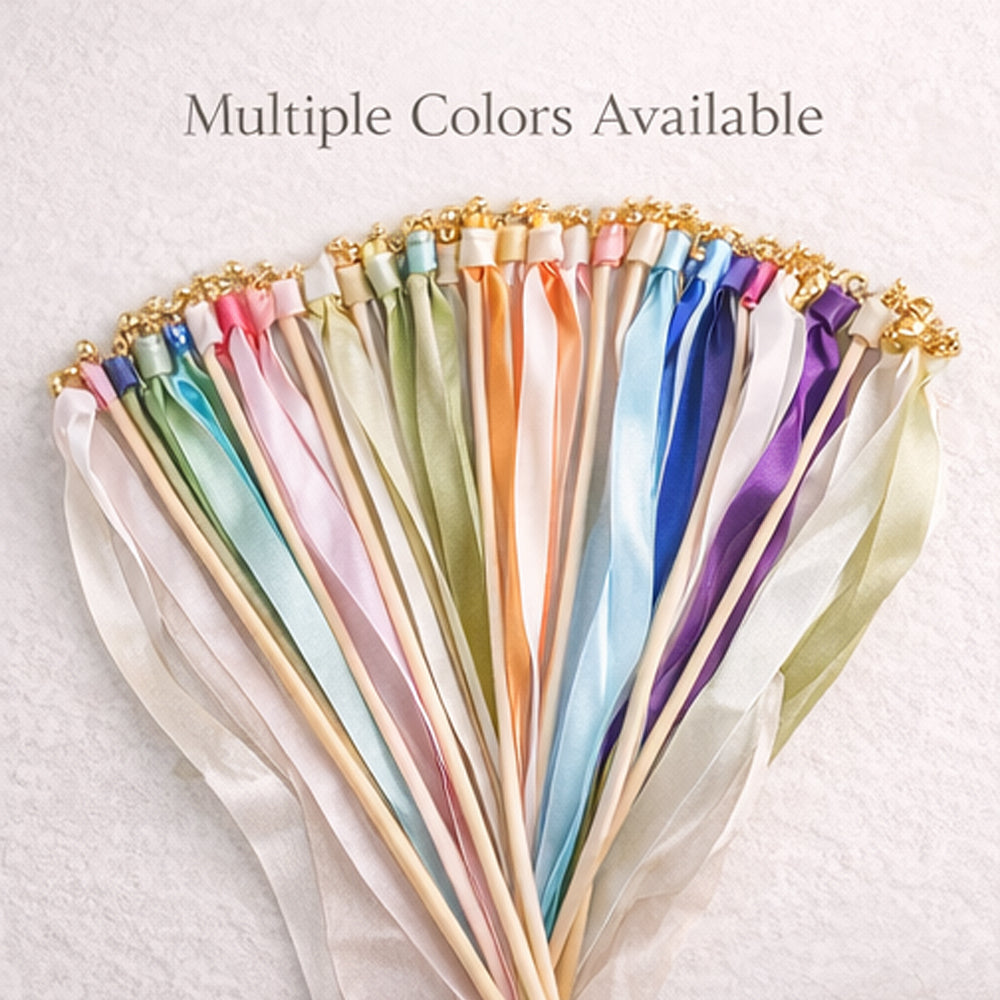 100 Pack Ribbon Wands Wedding Streamers with Bells