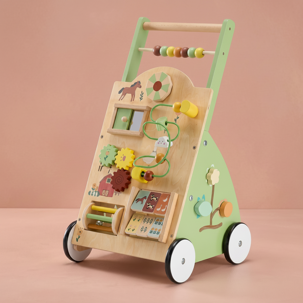 Wooden Baby Push Walker Montessori | The First-Stride Atelier