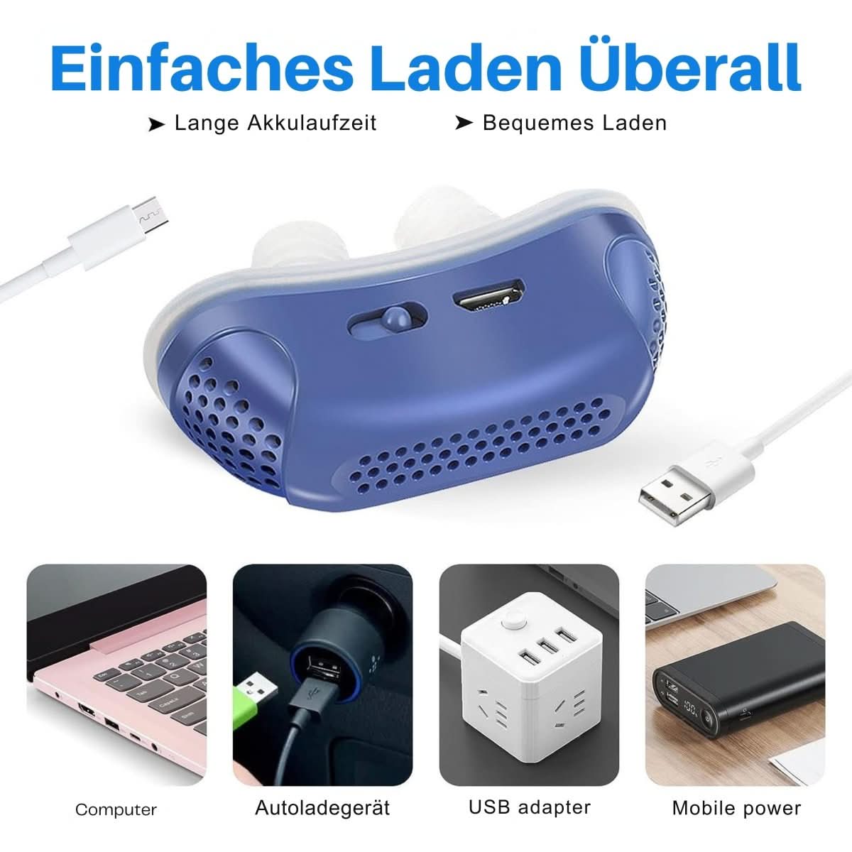Compact CPAP Device for Sleep Apnea and Snoring Relief