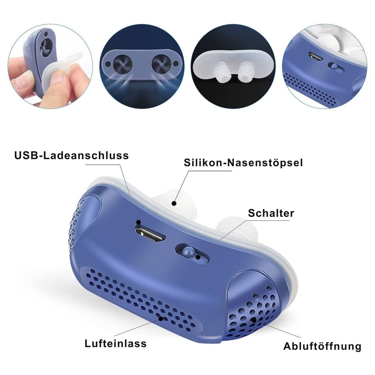 Compact CPAP Device for Sleep Apnea and Snoring Relief