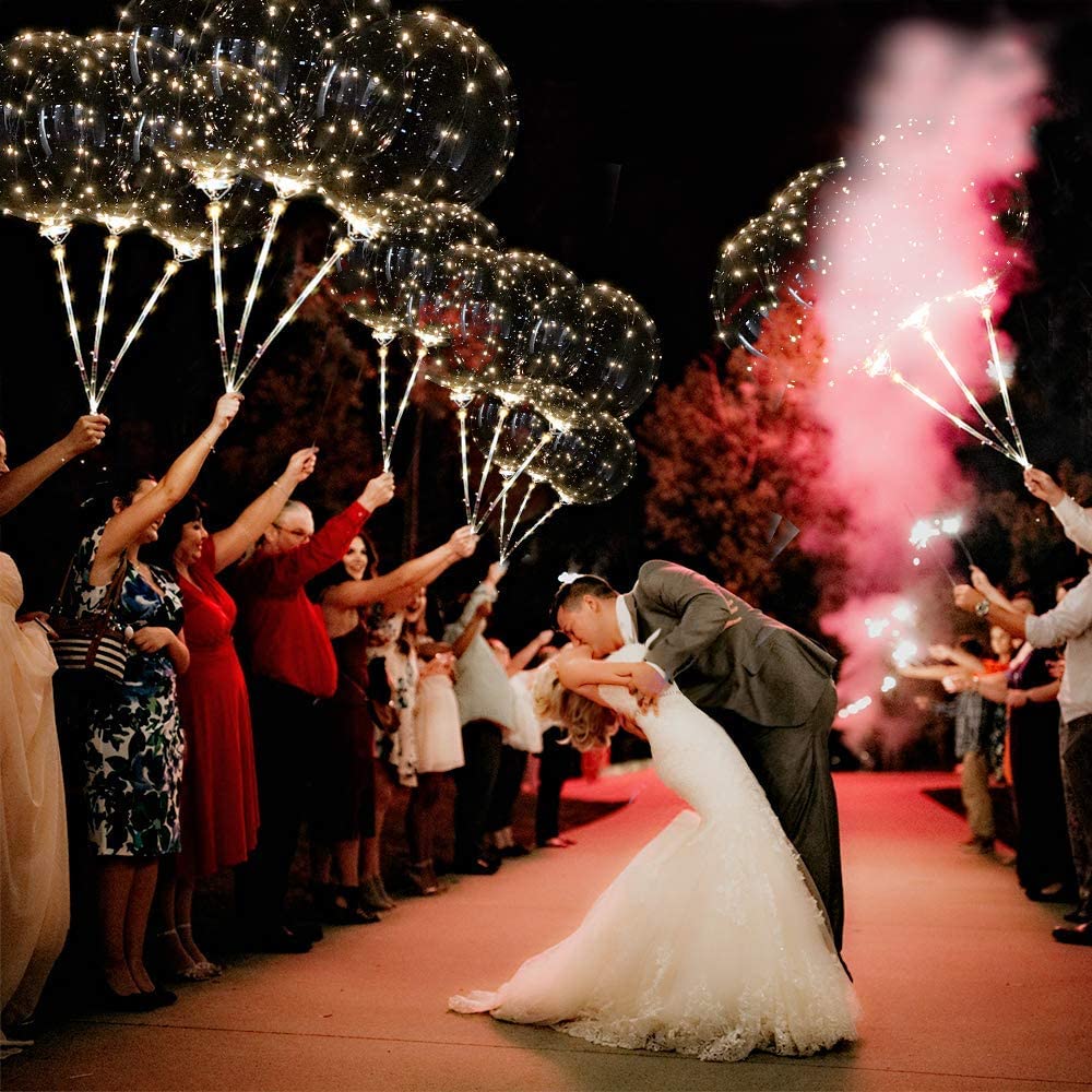 LED Bobo Balloons with Sticks for Weddings, Birthdays & More Parties