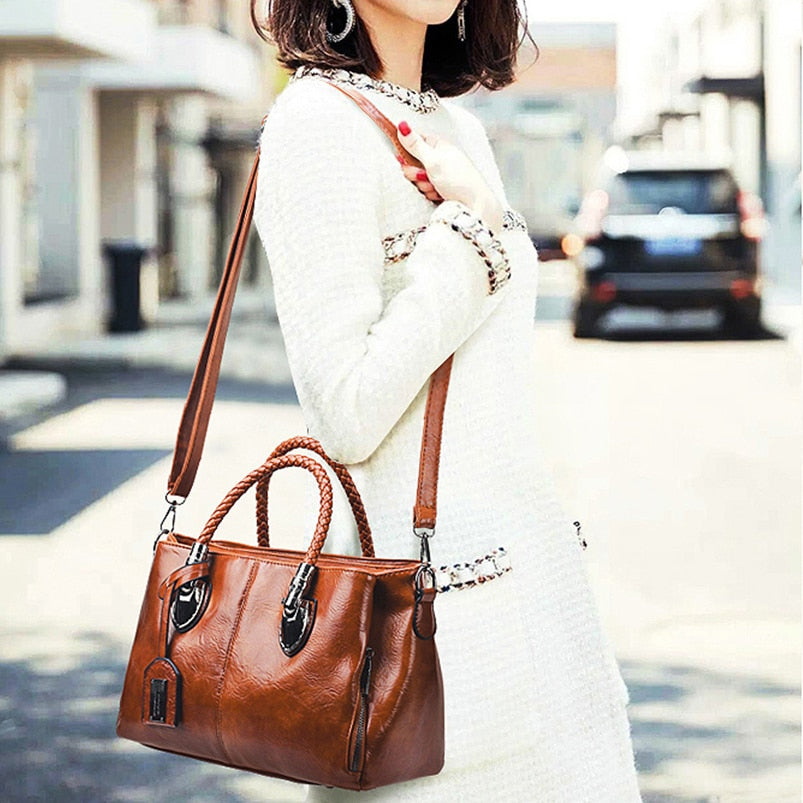 CLARA™ Vintage Oil Wax leather luxury handbag