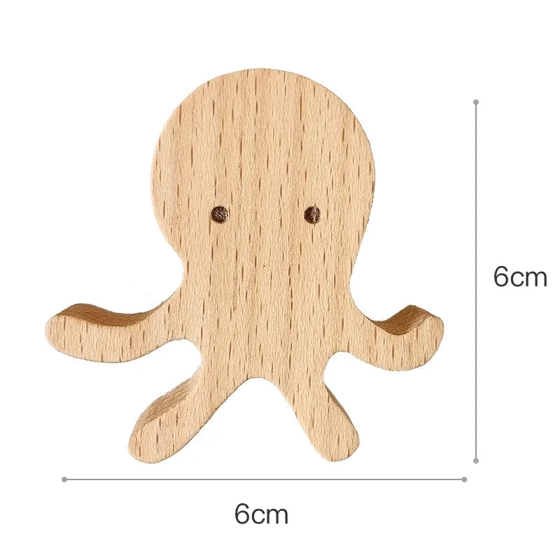NordicPals - Wooden Animal Wall Hooks Set