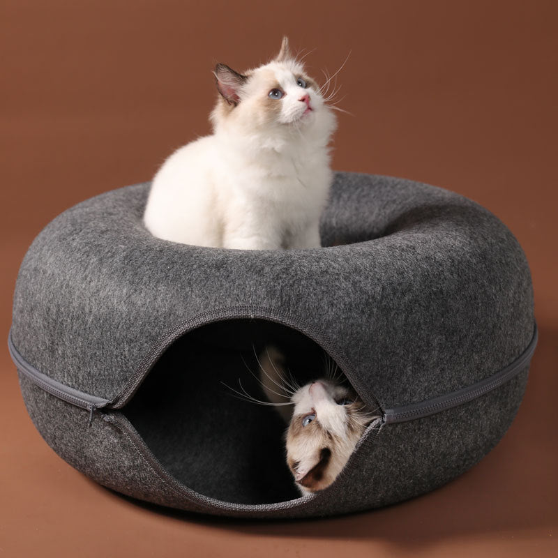 Multifunctional Donut Cat Tunnel Bed for Play and Sleep