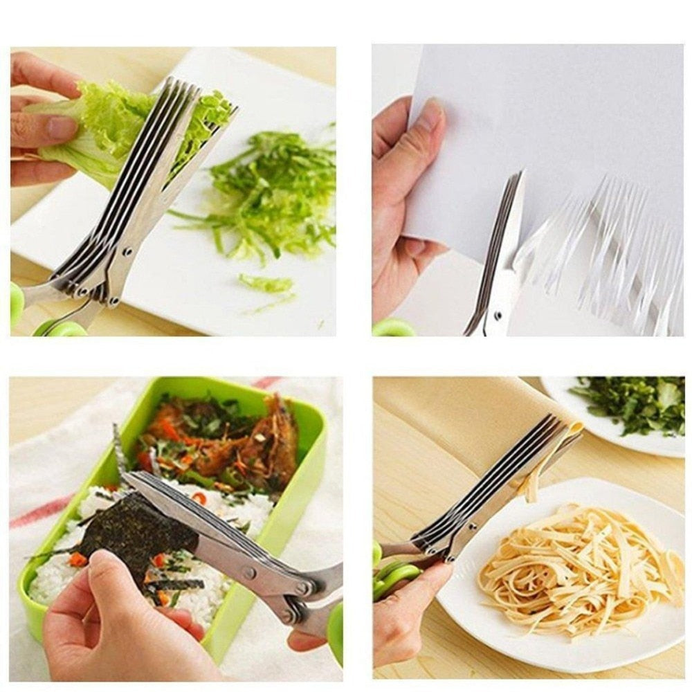 SliceMate 5-Blade Herb Scissors for Kitchen Food Preparation