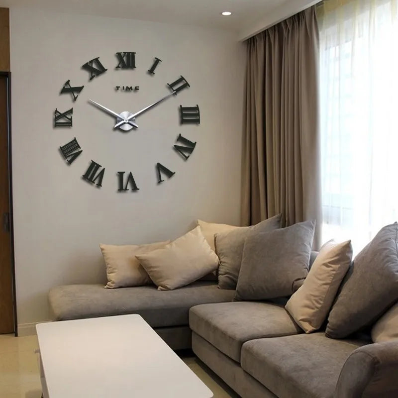 DIY 3D Wall Clock Mirror Design for Living Room Decoration