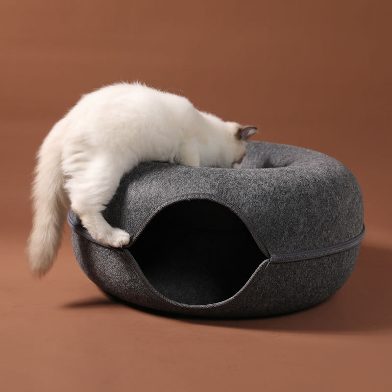 Multifunctional Donut Cat Tunnel Bed for Play and Sleep