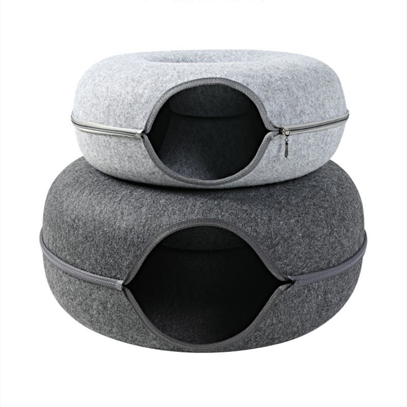 Multifunctional Donut Cat Tunnel Bed for Play and Sleep