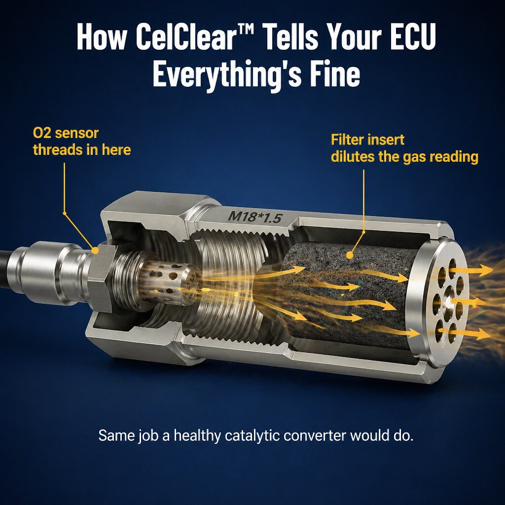 CelClear™ O2 Sensor Spacer — Kill the Check Engine Light Without Pulling the Cat