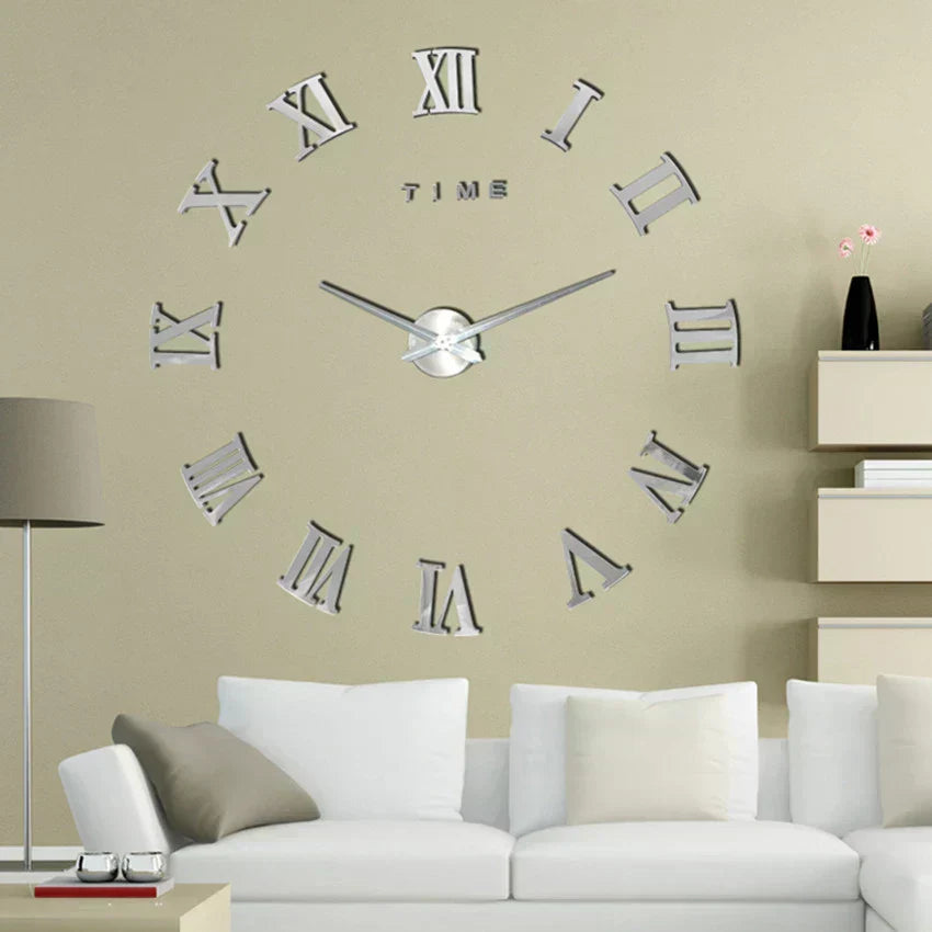 DIY 3D Wall Clock Mirror Design for Living Room Decoration