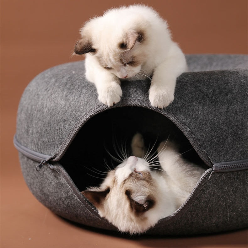 Multifunctional Donut Cat Tunnel Bed for Play and Sleep