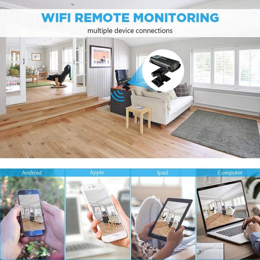 Portable Mini Security Camera for Home Surveillance & Monitoring