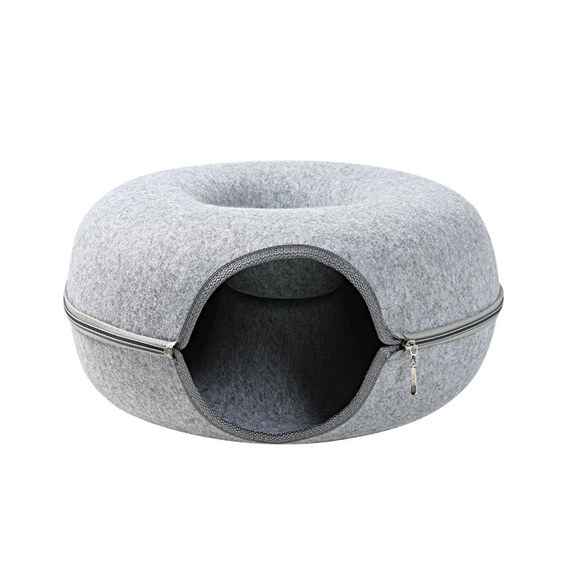 Multifunctional Donut Cat Tunnel Bed for Play and Sleep