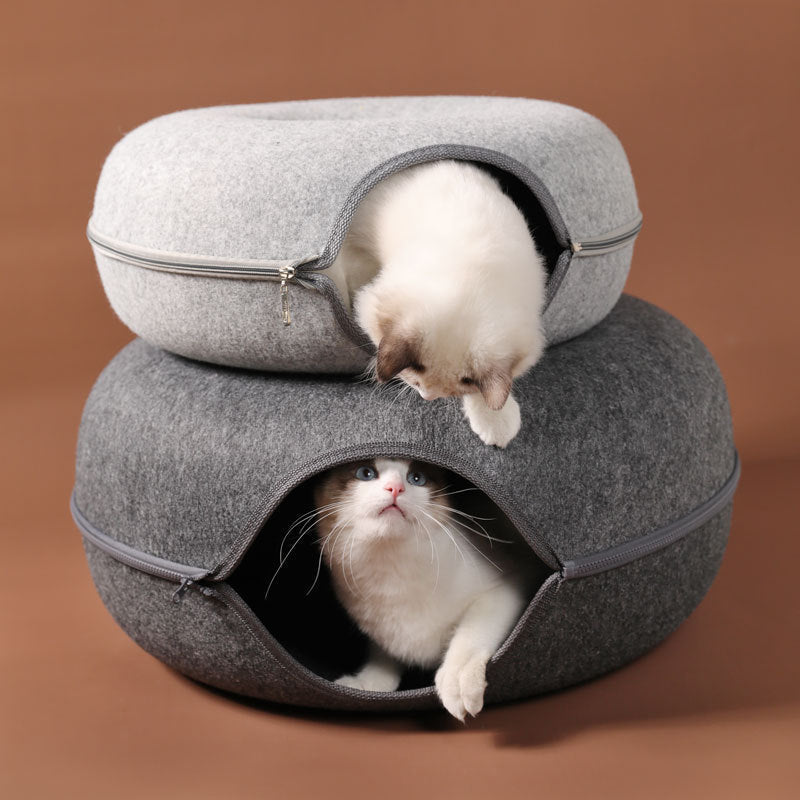 Multifunctional Donut Cat Tunnel Bed for Play and Sleep