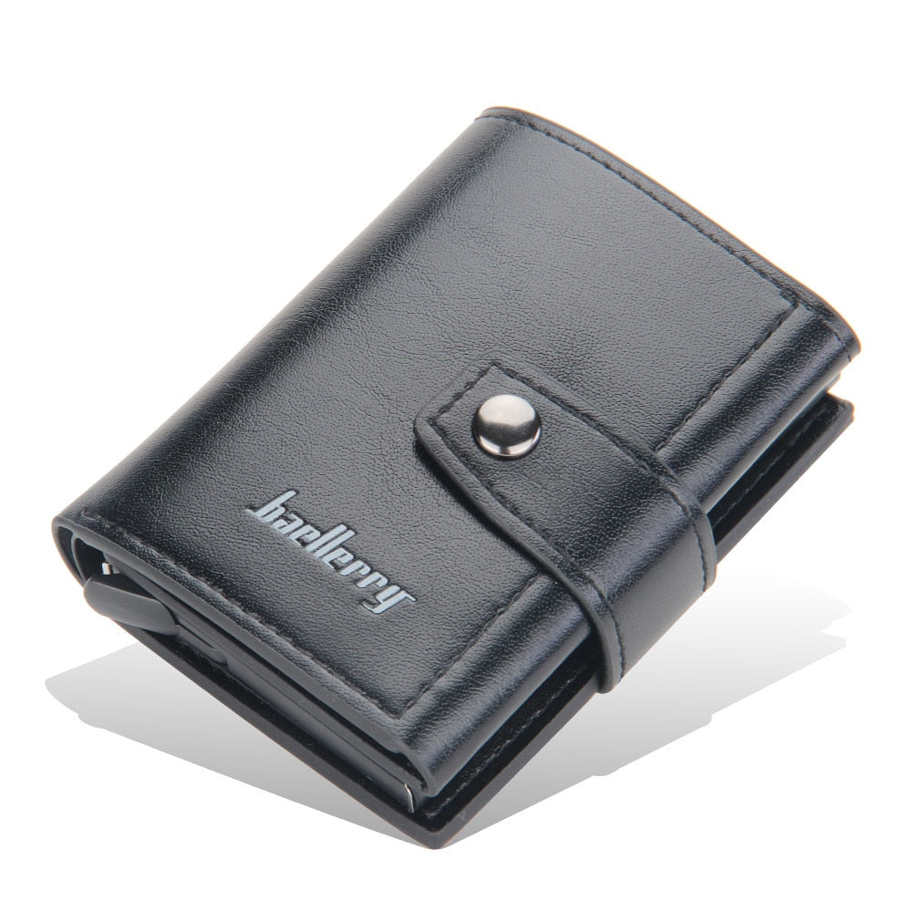 (Up to 15 cards) Automatic Leather Card Holder with buckle & RFID Protection