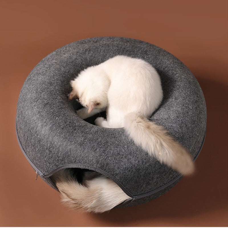 Multifunctional Donut Cat Tunnel Bed for Play and Sleep