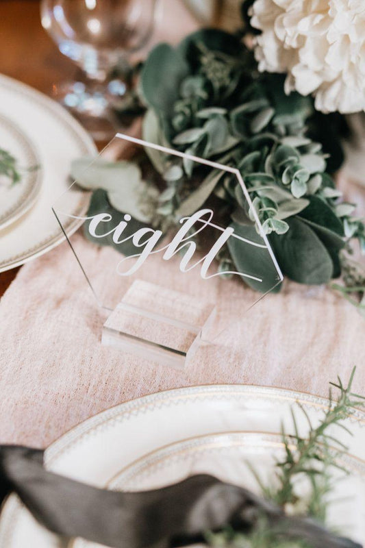 Hexagon Acrylic Wedding Table Numbers, Clear Acrylic Wedding Table Number Sign - If you say i do