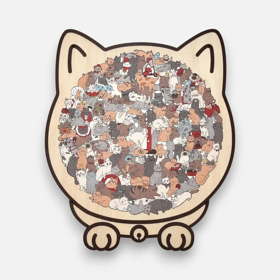 Premium Wooden Cat Puzzle for Mindful Relaxation