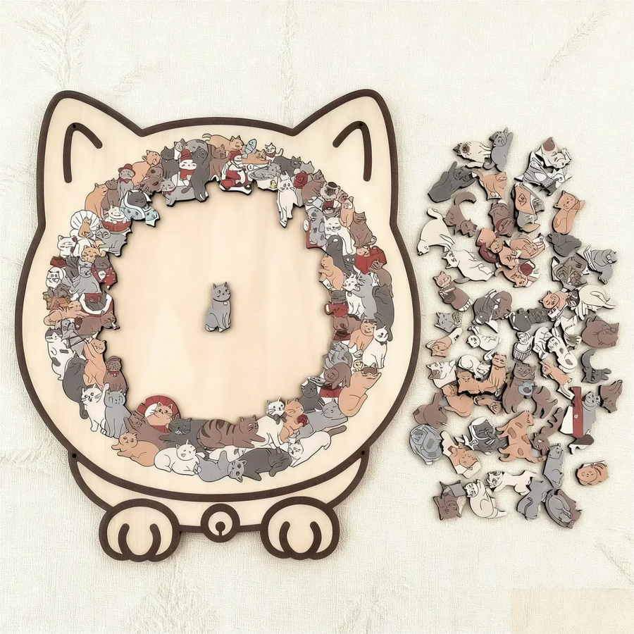 Premium Wooden Cat Puzzle for Mindful Relaxation