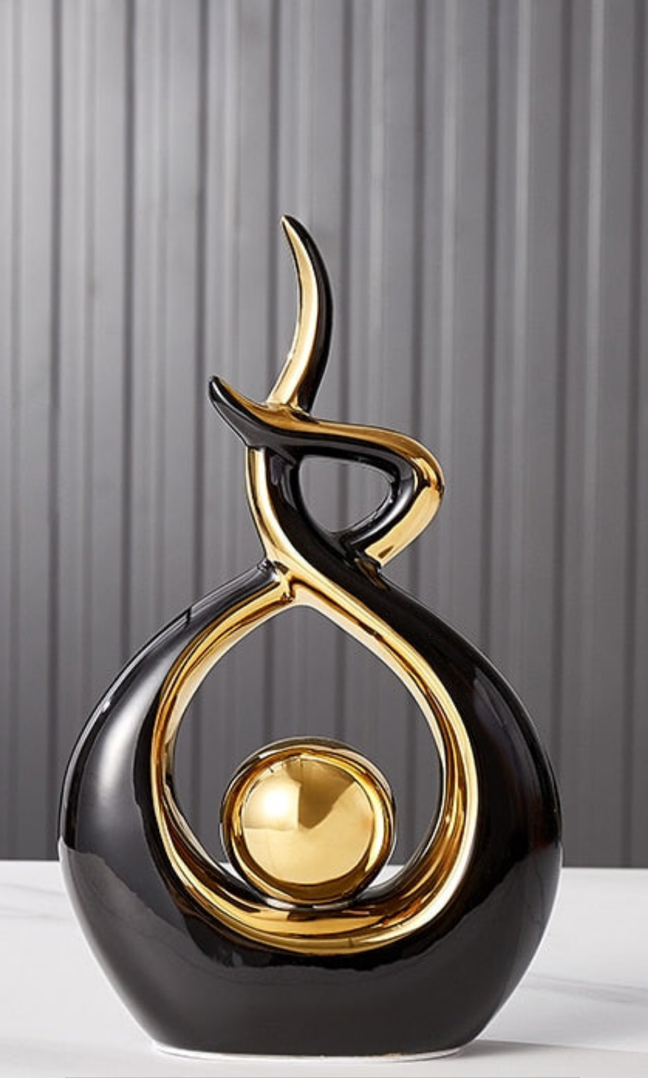 LuxeForm - Abstract Ceramic Sculpture with Gold Accent