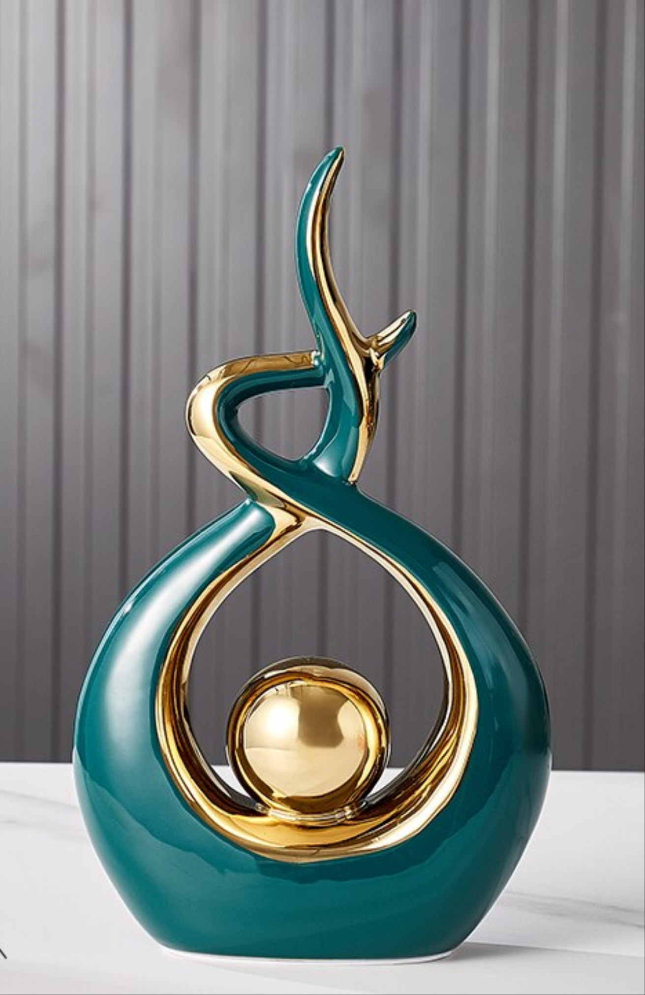 LuxeForm - Abstract Ceramic Sculpture with Gold Accent