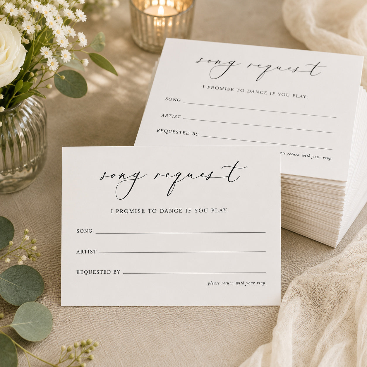100 Wedding Song Request Cards | "I Promise to Dance If You Play" A6 Music Request Cards