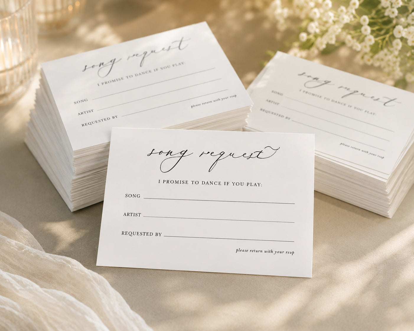 100 Wedding Song Request Cards | "I Promise to Dance If You Play" A6 Music Request Cards