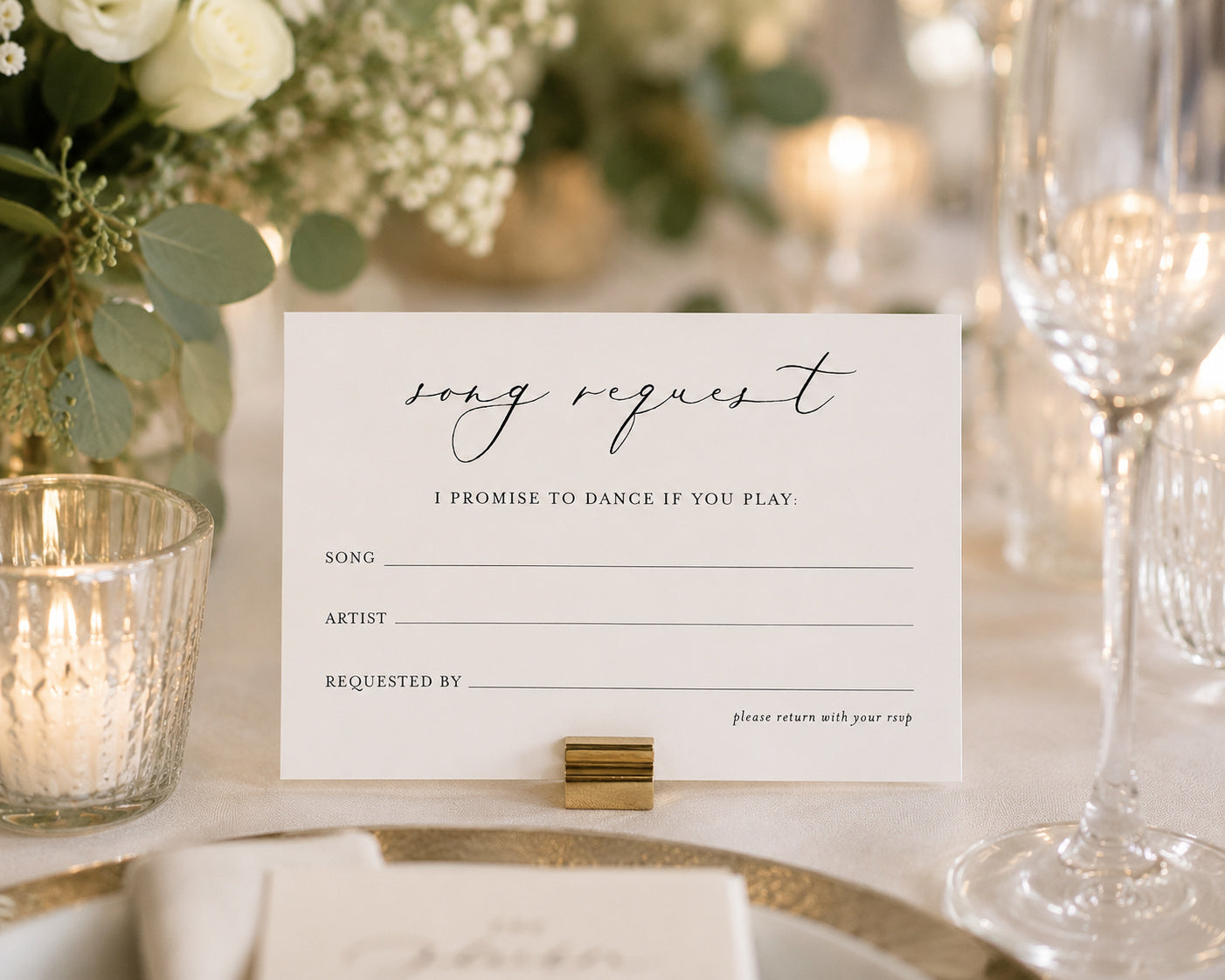 100 Wedding Song Request Cards | "I Promise to Dance If You Play" A6 Music Request Cards