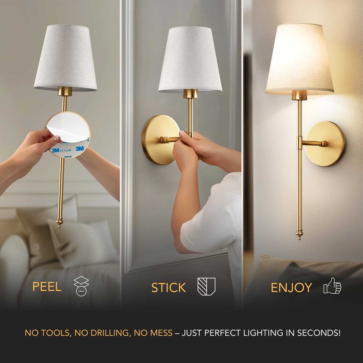 LuxeGlow Sconce - Wall Light for Easy, Tool-Free Home Lighting