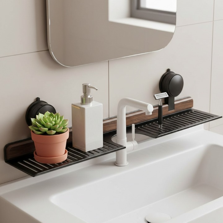 Wall-Mounted Sink Rack Organizer with Drain Tray for Kitchen