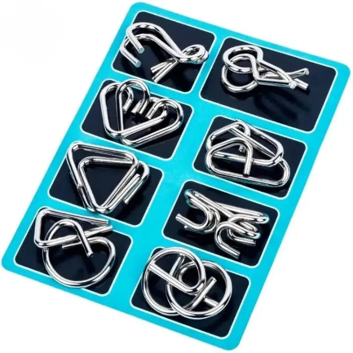 Interlocking Metal Puzzle Collection — Ideal for Christmas & Game Nights 8-Piece Set