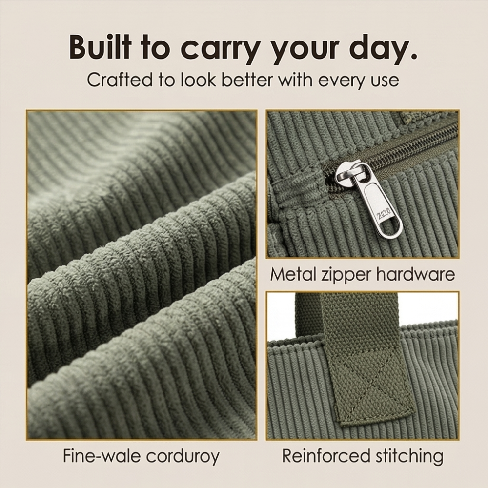 Clovera™ – Multi Pocket Corduroy Shoulder Bag