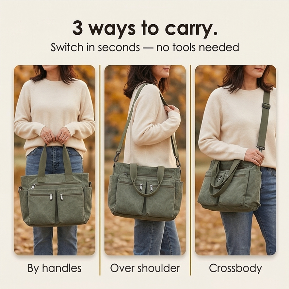 Clovera™ – Multi Pocket Corduroy Shoulder Bag
