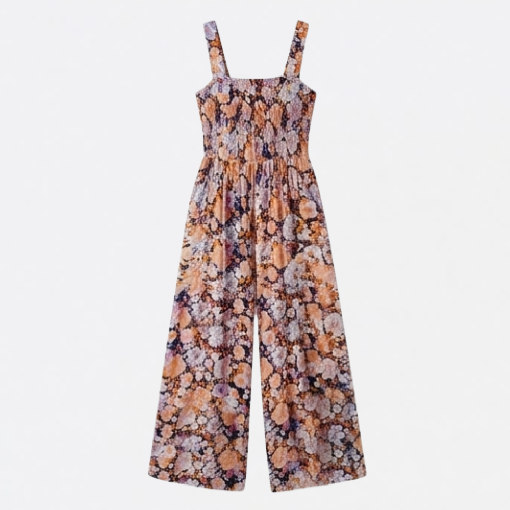 Bloomara™ – Floral Wide Leg Jumpsuit With Pockets