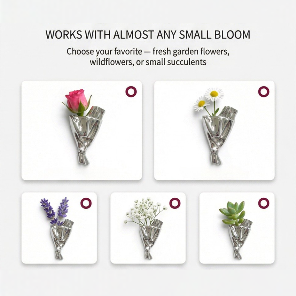 Wearable Flower Vase Brooch Pin for Fresh & Dried Stems