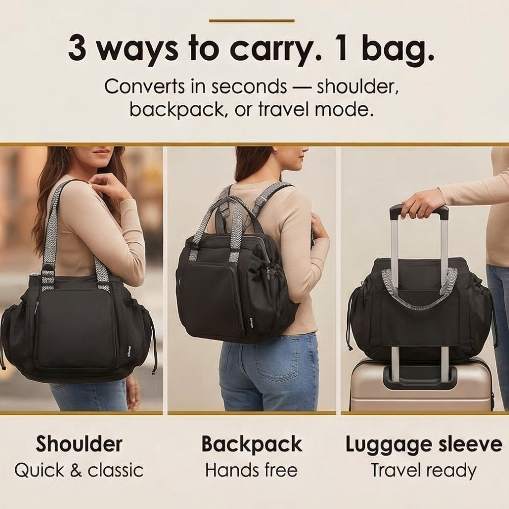 Carrova™ – Organized Everyday Tote with Backpack Straps