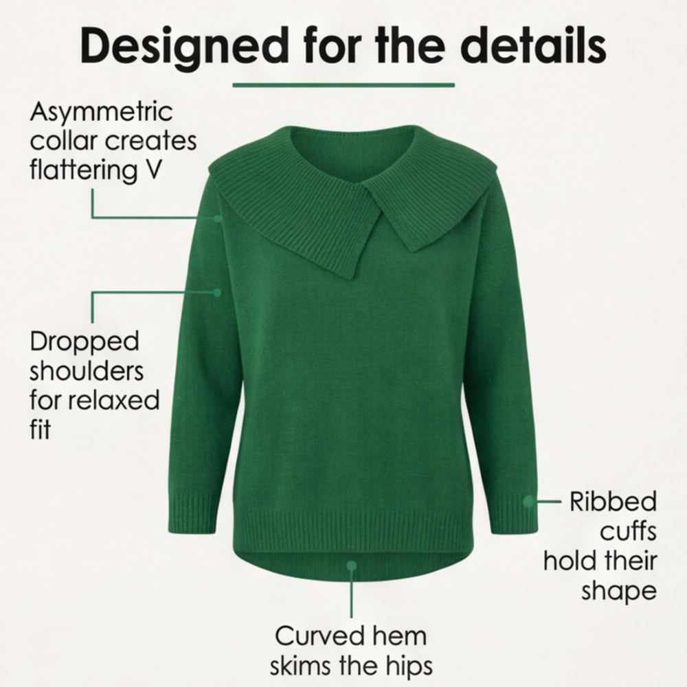 Collara™ – Asymmetric Collar Knit Sweater