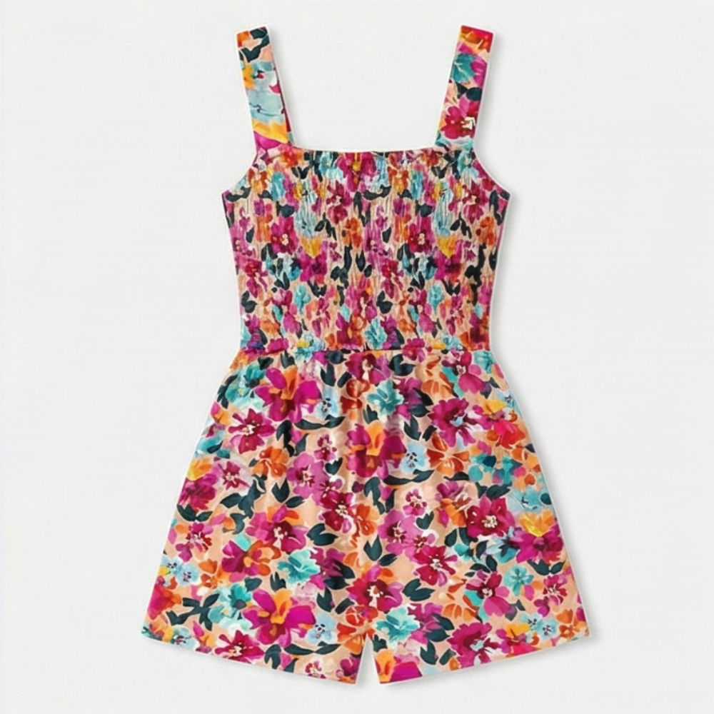 Bloomette™ – Smocked Chiffon Romper with Pockets