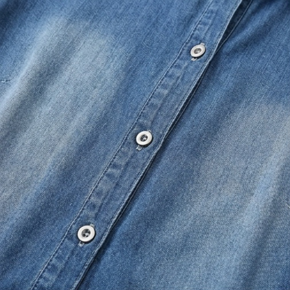 Aveline™ - Soft Chambray Shirt Dress with Ruffle Hem