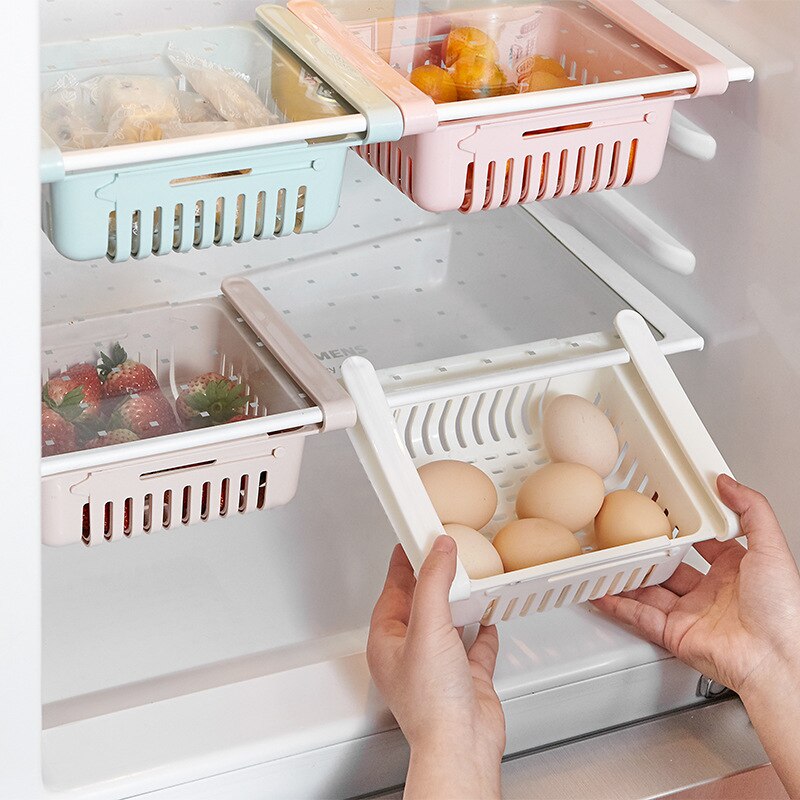 Plastic Retractable Drawer Fridge Organizer