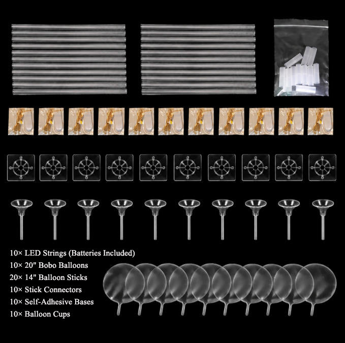 LED Light Up Balloon Centerpiece Kit with Self-Adhesive Balloon Stick Base for Weddings, Birthdays & Party Decorations